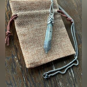 Labradorite Mens Necklace | Mens Crystal Necklace | Labradorite Pillar Necklace